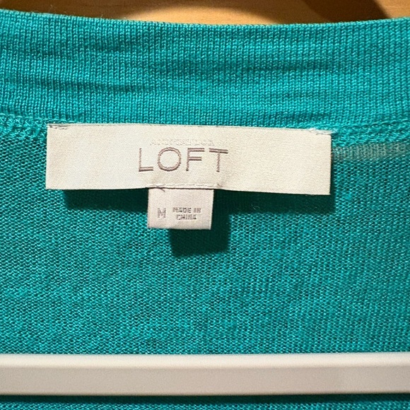 LOFT teal colored cardigan 3/4 sleeves button down closure v neck women’s M - Picture 4 of 9